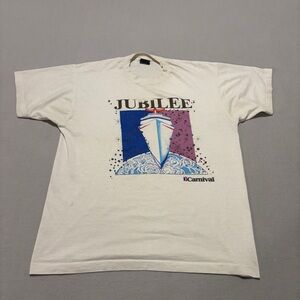 Vintage 90s Jubilee Carnival Cruise Ship T Shirt Size XL White Single Stitch
